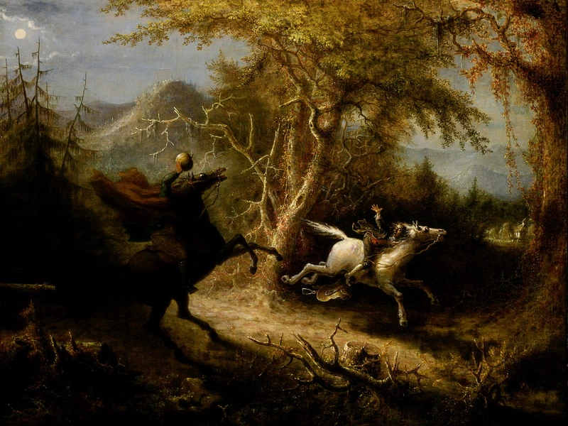 1801-John Quidor - Il cavaliere senza testa insegue Ichabod Crane (1858)